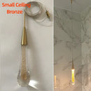 GobekUsa Crystal Glass LED Pendant Tear Drop Light Chandelier