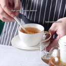 GobekUsa Gold White Ceramic Tea Set with Glass Teapot - Elegant Teaware Collection