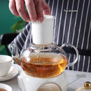 GobekUsa Gold White Ceramic Tea Set with Glass Teapot - Elegant Teaware Collection