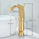 GobekUsa Brass Golden Swan Faucet for Bath Basin, Cold & Hot Water Mixer Tap