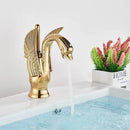 GobekUsa Brass Golden Swan Faucet for Bath Basin, Cold & Hot Water Mixer Tap