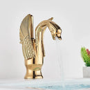 GobekUsa Brass Golden Swan Faucet for Bath Basin, Cold & Hot Water Mixer Tap