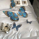 GobekUsa Butterfly Embroidery Bedding Set: King/Queen/Ru Size Bed Linens, Sheet, Pillowcase, Comforter Cover