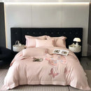 GobekUsa Butterfly Embroidery Bedding Set: King/Queen/Ru Size Bed Linens, Sheet, Pillowcase, Comforter Cover
