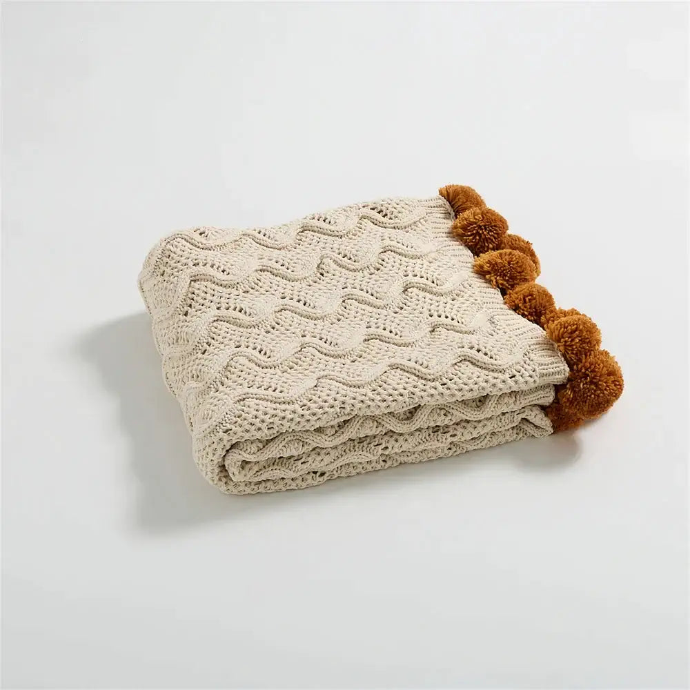 GobekUsa Elegant Chenille Pompons Throw Blanket, photo 9 of 9