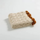 GobekUsa Elegant Chenille Pompons Throw Blanket