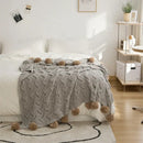 GobekUsa Elegant Chenille Pompons Throw Blanket