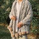 GobekUsa Elegant Chenille Pompons Throw Blanket