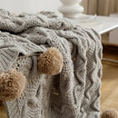 GobekUsa Elegant Chenille Pompons Throw Blanket