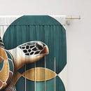 Elegant green and gold turtle leaf curtains – living room decor by Decorbites