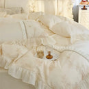 GobekUsa Elegant Heart Embroidery Lace Princess Wedding Bedding Set
