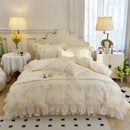 GobekUsa Elegant Heart Embroidery Lace Princess Wedding Bedding Set