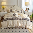 GobekUsa Elegant Heart Embroidery Lace Princess Wedding Bedding Set