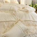 GobekUsa Elegant Heart Embroidery Lace Princess Wedding Bedding Set