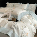 GobekUsa Eucalyptus Fiber Flowers Bedding Set: Duvet Cover, Bed Sheet, Pillowcase - 4Pcs