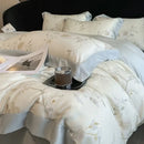 GobekUsa Eucalyptus Fiber Flowers Bedding Set: Duvet Cover, Bed Sheet, Pillowcase - 4Pcs