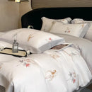 GobekUsa Eucalyptus Fiber Flowers Bedding Set: Duvet Cover, Bed Sheet, Pillowcase - 4Pcs