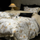 GobekUsa Eucalyptus Fiber Floral Print Bedding Set: Duvet, Sheet, Pillowcases - 4Pcs