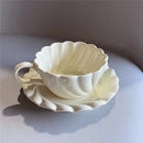 Elegant lace ceramic coffee cup and saucer set white & mint dining room by Decorbites