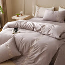 GobekUsa Elegant Lily of the Valley Embroidery Brown Cotton Bedding Set