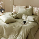 GobekUsa Elegant Lily of the Valley Embroidery Brown Cotton Bedding Set