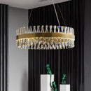 GobekUsa Brushed Gold Rings Crystal Chandelier Ceiling Lamp