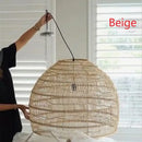GobekUsa Elegant Rattan Wave Pendant Light for Modern Rustic Home Decor