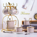 GobekUsa Gold Porcelain Coffee & Tea Set, Elegant Bone China Luxury Ceramics