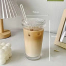 Elegant ribbed glass straw cup – kitchen and dining drinkware by Decorbites