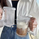 Elegant ribbed glass straw cup – kitchen and dining drinkware by Decorbites
