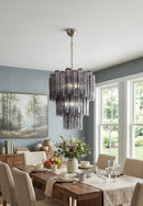 Elegant Smoke Murano Glass Tube Chandelier