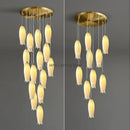 GobekUsa Elegant Tulip Staircase Chandelier: Luxury Decor Hanging LED Lamp for Lobby, Restaurant, Hotel.