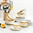 GobekUsa Golden Ceramic Tea Cup Set, Elegant English Afternoon Tea, High Aesthetic Value