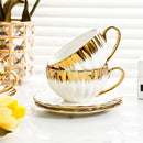 GobekUsa Golden Ceramic Tea Cup Set, Elegant English Afternoon Tea, High Aesthetic Value