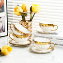 GobekUsa Golden Ceramic Tea Cup Set, Elegant English Afternoon Tea, High Aesthetic Value