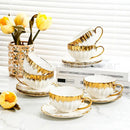 GobekUsa Golden Ceramic Tea Cup Set, Elegant English Afternoon Tea, High Aesthetic Value