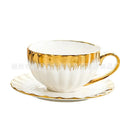 GobekUsa Golden Ceramic Tea Cup Set, Elegant English Afternoon Tea, High Aesthetic Value
