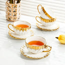 GobekUsa Golden Ceramic Tea Cup Set, Elegant English Afternoon Tea, High Aesthetic Value