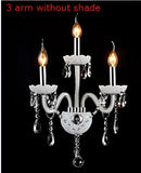 GobekUsa Crystal Wall Lamp with Double Head LED Bulbs and Fabric Lampshade