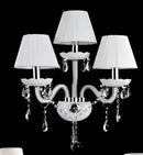 GobekUsa Crystal Wall Lamp with Double Head LED Bulbs and Fabric Lampshade