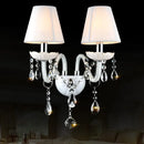 GobekUsa Crystal Wall Lamp with Double Head LED Bulbs and Fabric Lampshade