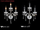 GobekUsa Crystal Wall Lamp with Double Head LED Bulbs and Fabric Lampshade