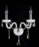 GobekUsa Crystal Wall Lamp with Double Head LED Bulbs and Fabric Lampshade