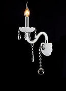 GobekUsa Crystal Wall Lamp with Double Head LED Bulbs and Fabric Lampshade