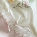 GobekUsa Flowers Embroidery Lace Princess Bedding Set 1000TC Egyptian Cotton Duvet Cover Set
