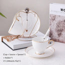 GobekUsa Bone China Coffee Set White Gold Porcelain Tea Set Advanced Pot Cup