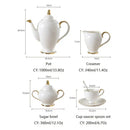 GobekUsa Bone China Coffee Set White Gold Porcelain Tea Set Advanced Pot Cup