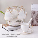 GobekUsa Bone China Coffee Set White Gold Porcelain Tea Set Advanced Pot Cup
