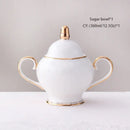 GobekUsa Bone China Coffee Set White Gold Porcelain Tea Set Advanced Pot Cup