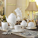 GobekUsa Bone China Coffee Set White Gold Porcelain Tea Set Advanced Pot Cup